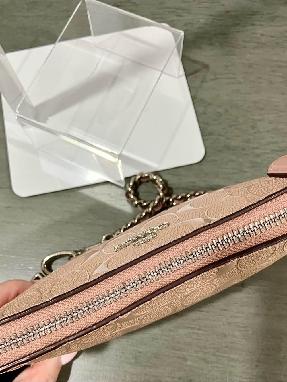 Coach Nolita in Signature Embossed Patent Leather in a pink/blush shade - Picture 7 of 11